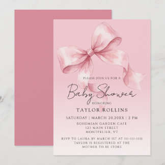 Klassieke Zoete Strik Roze Baby Shower Kaart