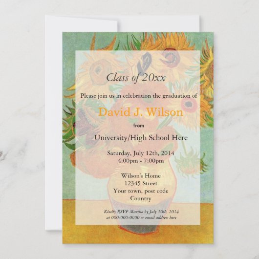 Klassieke zonnabloemen afstudeerproject kaart (Voorkant)