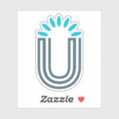 Klassieke Zonneblad Letter U Monogram Sticker (Vel)