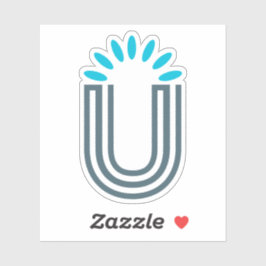 Klassieke Zonneblad Letter U Monogram Sticker