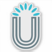Klassieke Zonneblad Letter U Monogram Sticker (Voorkant)