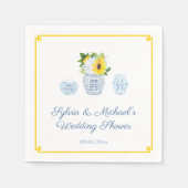 Klassieke zonnebloemen Blauw en Wit Vase Vrijgezel Servet (Voorkant)