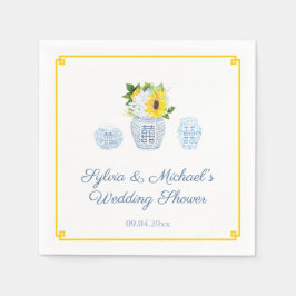 Klassieke zonnebloemen Blauw en Wit Vase Vrijgezel Servet