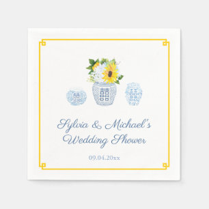 Klassieke zonnebloemen Blauw en Wit Vase Vrijgezel Servet