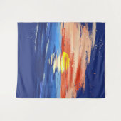 Klassieke Zonsondergang | Foto Achtergrond in Blau Wandkleed (Voorkant (horizontaal))