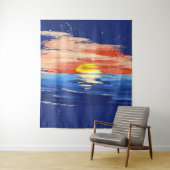 Klassieke Zonsondergang | Foto Achtergrond in Blau Wandkleed (In situ)