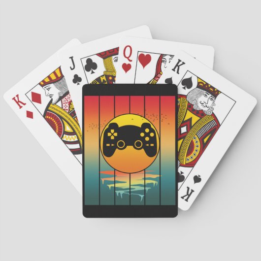 Klassieke Zonsondergang Gamer Computerspel Pokerkaarten (Achterkant)