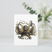 Klassieke zoölogische Etching - Grumpy Octopus Briefkaart (Staand voorkant)