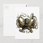Klassieke zoölogische Etching - Grumpy Octopus Briefkaart (Voorkant / Achterkant)