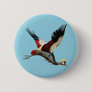 Klassieke Zuid-Afrikaanse Kroonkraanvliegkunst Ronde Button 5,7 Cm