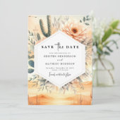 Klassieke Zuidelijke Cactus bruiloft Save The Date (Staand voorkant)