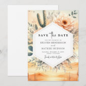 Klassieke Zuidelijke Cactus bruiloft Save The Date (Voorkant / Achterkant)