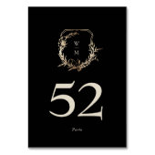 Klassieke Zwart & Crème Monogram Gouden Krans Brui Kaart (Voorkant)