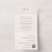 Klassieke zwart & Ecru Monogram bruiloft All In One Uitnodiging (Binnen)