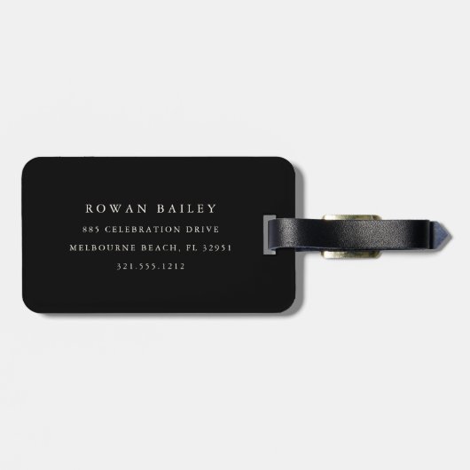 Klassieke zwart & Ecru Monogram bruiloft Bagagelabel (Achterkant horizontaal)