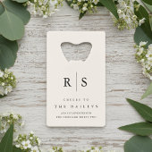 Klassieke zwart & Ecru Monogram bruiloft Creditkaart Flessenopener