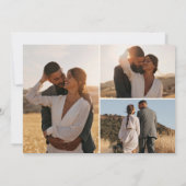 Klassieke zwart & ecru monogram bruiloft foto bedankkaart (Achterkant)