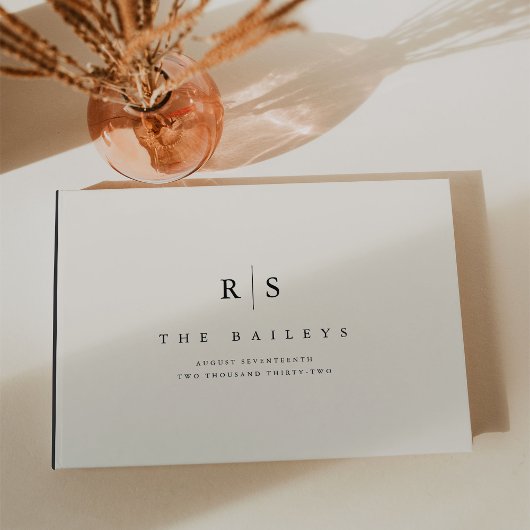 Klassieke zwart & Ecru Monogram bruiloft Gastenboek