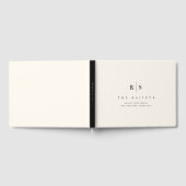 Klassieke zwart & Ecru Monogram bruiloft Gastenboek (Volledig)