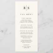 Klassieke zwart & Ecru Monogram bruiloft Menu (Voorkant)