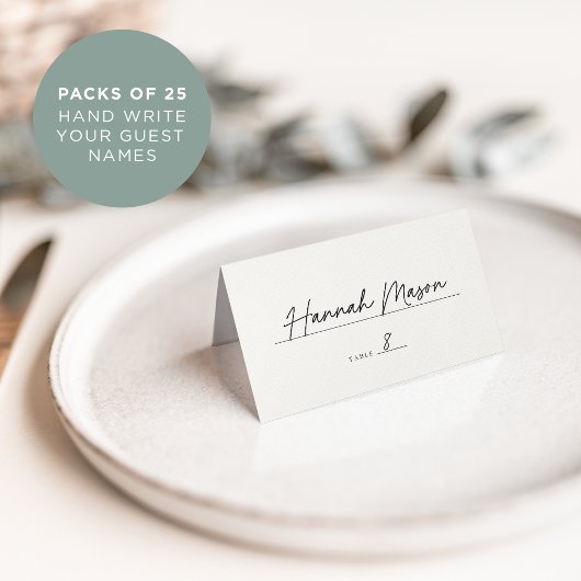 Klassieke zwart & Ecru Monogram bruiloft Plaatskaartje