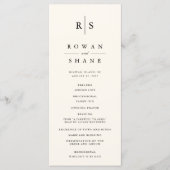 Klassieke zwart & Ecru Monogram bruiloft Programmakaart (Voorkant)