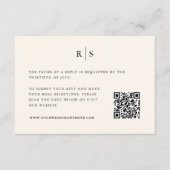 Klassieke Zwart & Ecru Monogram Bruiloft QR Code RSVP Kaartje (Voorkant)