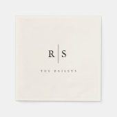 Klassieke zwart & Ecru Monogram bruiloft Servet (Voorkant)