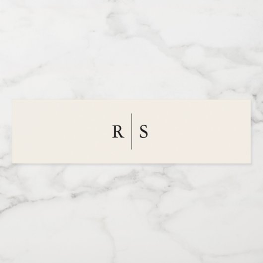 Klassieke zwart & Ecru Monogram bruiloft Waterfles Etiket (Enkel label)