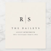 Klassieke zwart & Ecru Monogram bruiloft Wijn Etiket (Enkel label)