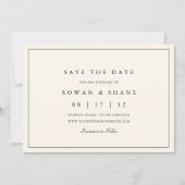Klassieke zwart & Ecru Monogram Horizontale Foto Save The Date (Voorkant)
