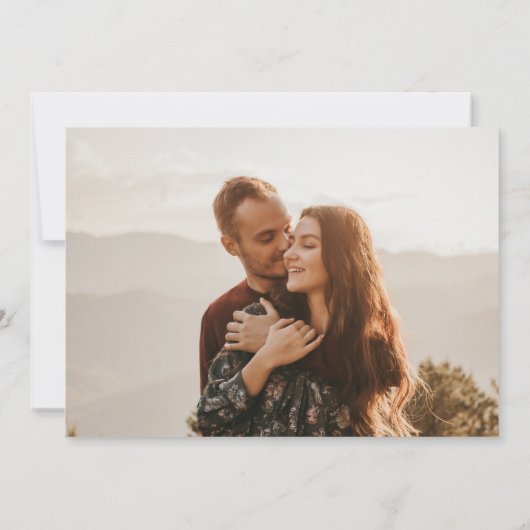 Klassieke zwart & Ecru Monogram Horizontale Foto Save The Date (Achterkant)