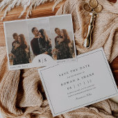 Klassieke zwart & Ecru Monogram Horizontale Foto Save The Date