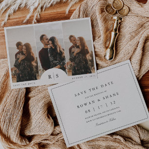 Klassieke zwart & Ecru Monogram Horizontale Foto Save The Date