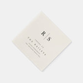 Klassieke Zwart & Ecru Monogram Wedding Bar Servet (Hoek)