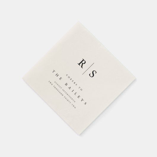 Klassieke Zwart & Ecru Monogram Wedding Bar Servet (Hoek)