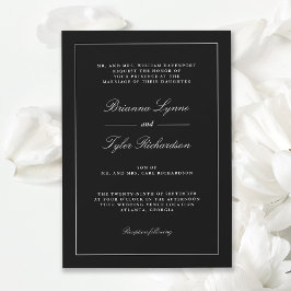 Klassieke Zwart Eenvoudige Elegante Formele Huweli Kaart