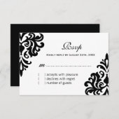 Klassieke Zwart en Wit RSVP Kaarten (Voorkant / Achterkant)
