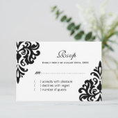 Klassieke Zwart en Wit RSVP Kaarten Kaartje (Staand voorkant)