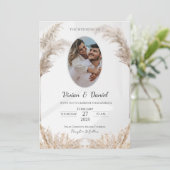 Klassieke Zwart & Goud  bruiloft Kaart (Staand voorkant)