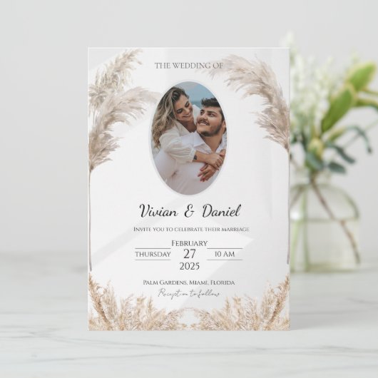 Klassieke Zwart & Goud  bruiloft Kaart (Staand voorkant)