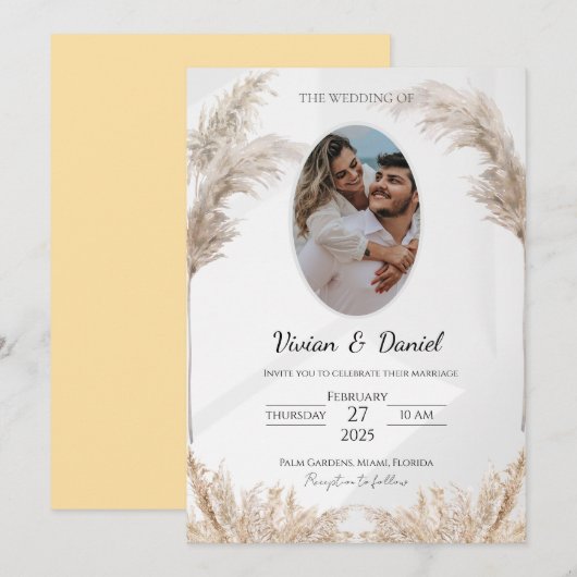 Klassieke Zwart & Goud  bruiloft Kaart (Voorkant / Achterkant)