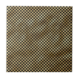 Klassieke Zwart Goud Checkerboard Illustratie Tegeltje