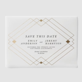 Klassieke Zwart Goud Deco Wedding Save The Date Vellum Uitnodigingen