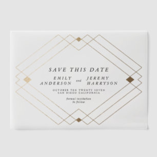Klassieke Zwart Goud Deco Wedding Save The Date Vellum Uitnodigingen