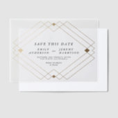 Klassieke Zwart Goud Deco Wedding Save The Date Vellum Uitnodigingen (Offset)
