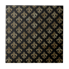 Klassieke zwart goud Fleur de Lis illustratie Tegeltje