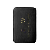 Klassieke Zwart Goud Minimalistische Monogram Naam Badmat (Voorkant Verticaal)