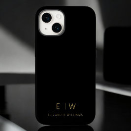 Klassieke Zwart Goud Minimalistische Monogram Naam Case-Mate iPhone 14 Hoesje