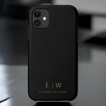 Klassieke Zwart Goud Minimalistische Monogram Naam Case-Mate iPhone Case<br><div class="desc">Verhoog uw smartphone met onze Classic Elegant Modern Minimalist Monogram Naam iPhone Case. Dit zorgvuldig ontworpen hoesje combineert tijdloze verfijning met hedendaags minimalisme. Het is gemaakt tot in de perfectie en beschermt niet alleen uw apparaat, maar voegt ook een vleugje gepersonaliseerde stijl toe. De opties voor monogram en naamaanpassing maken...</div>